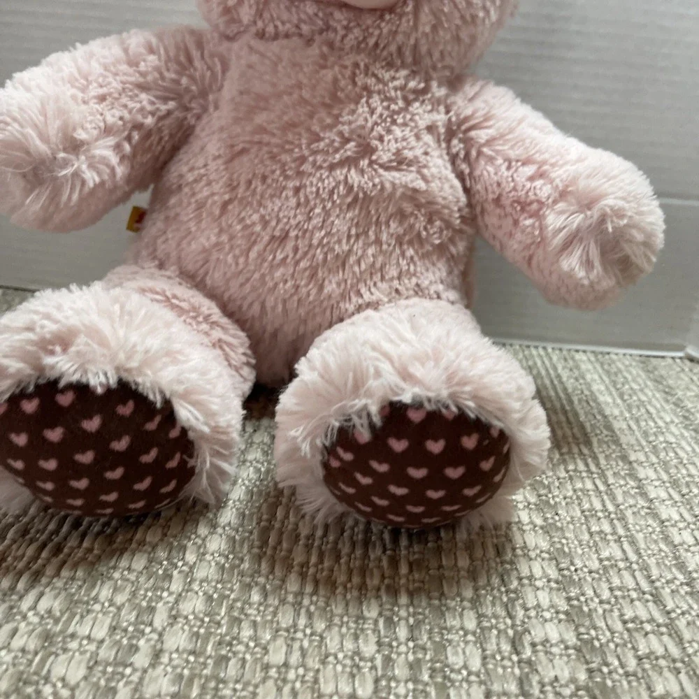 Build A Bear Pink Plush Teddy‎ Bear with Heart Accents on Feet and Ears